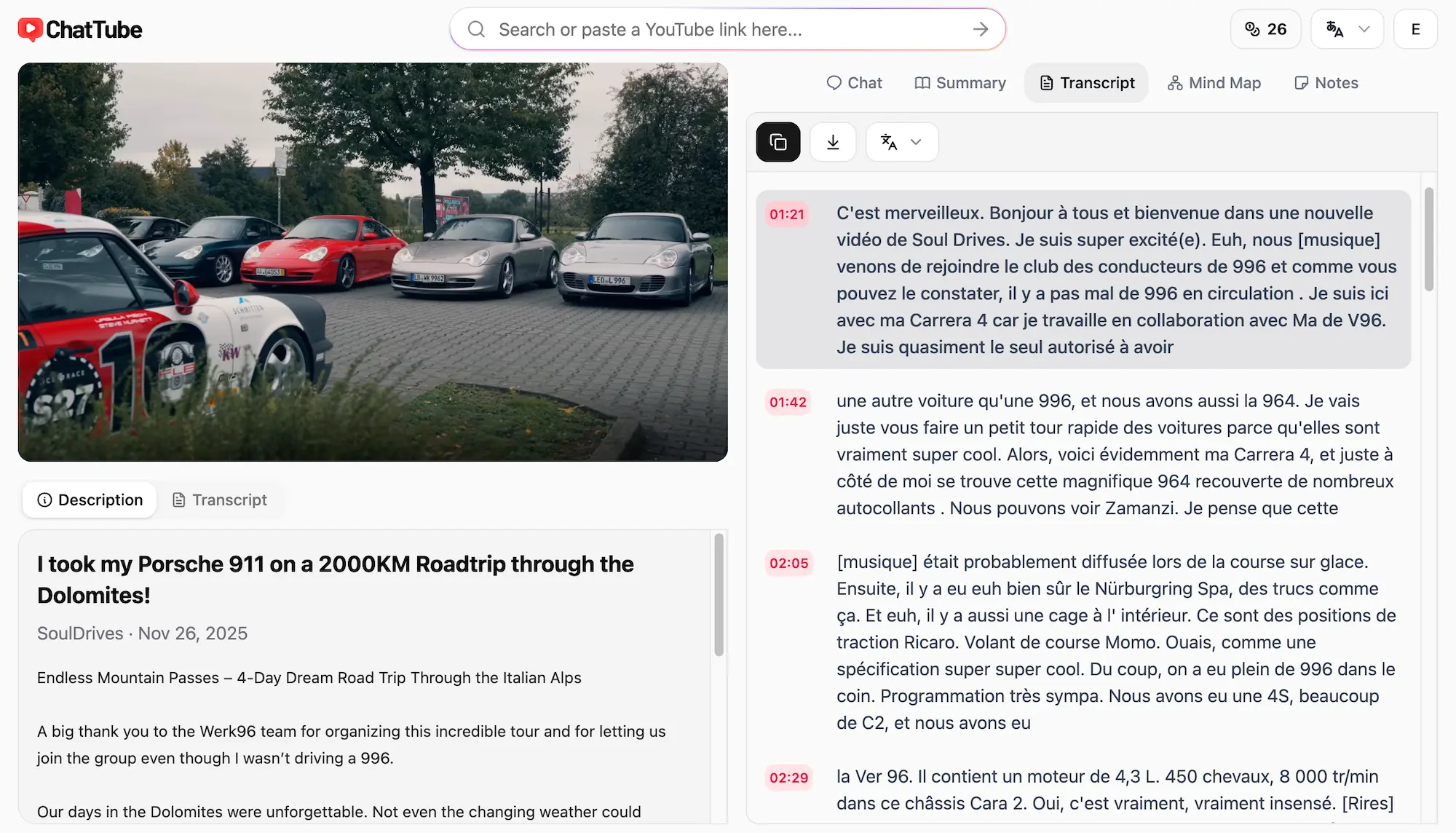 A screenshot of the ChatTube app that the captions stay in sync.