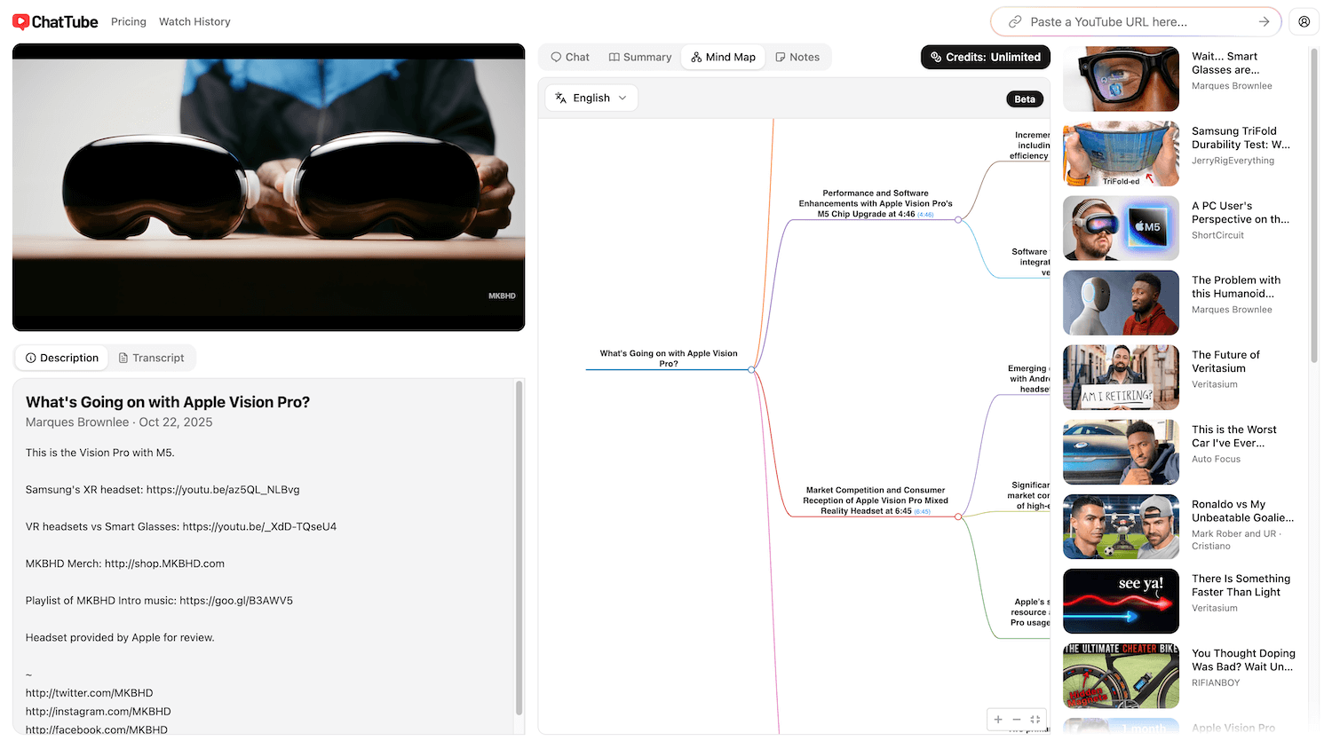 Convert YouTube Video to Mind Map with ChatTube.